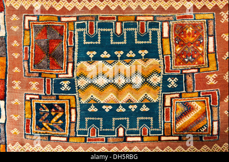Woven, knotted and embroidered Glaoui carpet or rug, detail view, Marrakech, Morocco, Africa Stock Photo