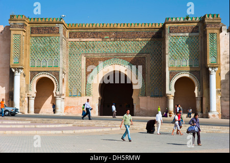 Old Bab Mansour gate, medina, Meknes, Morocco, Africa Stock Photo