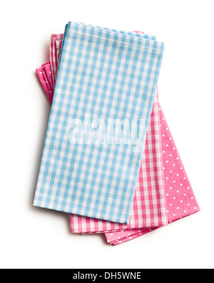 top view of colorful kitchen napkins on white background Stock Photo