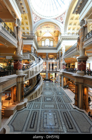 Interior, The Forum with a unique spiral staircase, luxury hotel, casino, Caesars Palace, Las Vegas, Nevada Stock Photo