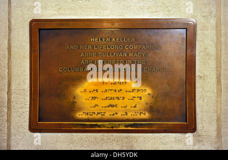 Grave of deaf-blind writer Helen Keller, braille, crypt, Washington National Cathedral or Cathedral Church of Saint Peter and Grave of deaf-blind writer Helen Keller, braille, crypt, Washington National Cathedral or Cathedral Church of Saint Peter and