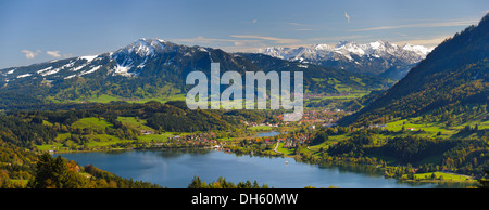 panorama landscape in Bavaria with alps mountains and lake Stock Photo