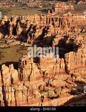 Aerial view, Chesler Park, pinnacles of the Needles District, Canyonlands National Park, Utah, USA Stock Photo