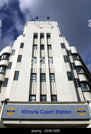 the art deco victoria coach station London Stock Photo