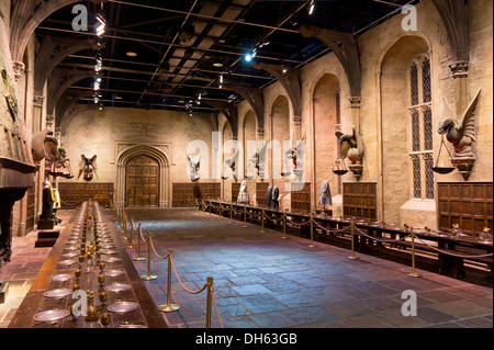 Interior scenes of The Great Hall at the Harry Potter World Warner Bros Studio Tour Leavesden Watford London UK GB EU Europe Stock Photo