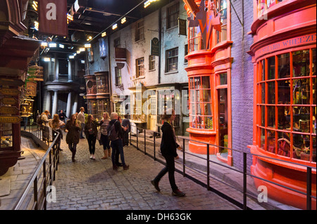 Interior scenes at Diagon Alley at the Harry Potter World Warner Bros Studio Tour Leavesden Watford London UK GB EU Europe Stock Photo