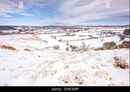 The North York Moors after heavy snowfall near the village of Goathland, Yorkshire, UK. Stock Photo