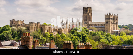 Durham Cathedral and Durham Castle panorama taken from Durham train station, Durham, England, UK Stock Photo