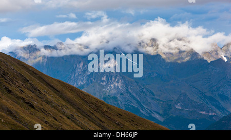 View from the ski area Panticosa over Valle de Tena in Sierra de ...