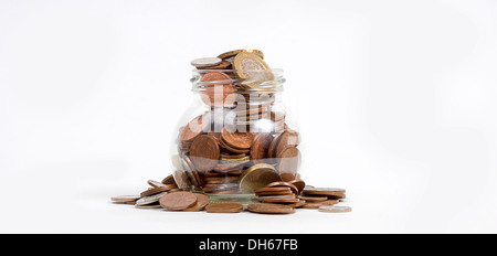 jar full of coins Stock Photo