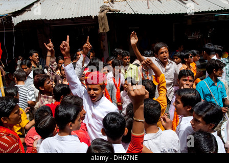 Indians dancing, Jain Festival, Jodphur, Rajasthan, India, Asia Stock Photo