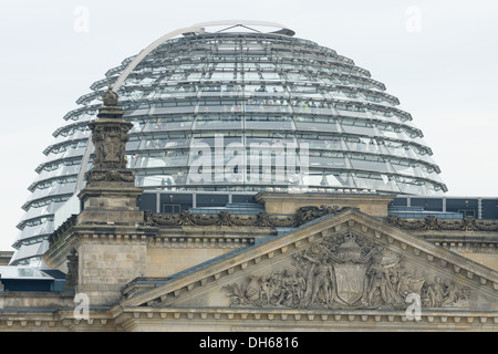 Reichstag dome - designed by architect Norman Foster and built to symbolize the reunification of Germany Stock Photo