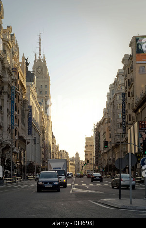 El Edificio de Telefonica building, Gran Via, Madrid, Spain, Europe Stock Photo