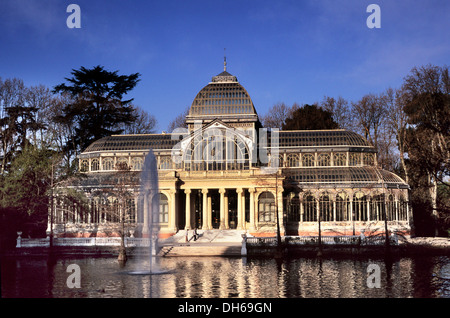 Crystal palace, Palacio de Cristal in Parque del Retiro, Madrid, Spain, Europe Stock Photo