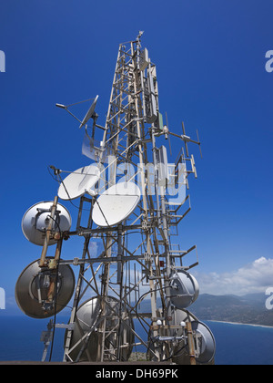 Radio antennas and cell phone amplifiers, Cilento, Campania, Southern Italy, Italy, Europe, PublicGround Stock Photo