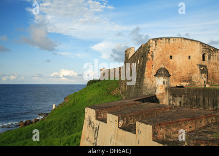 Sentry house and ramparts, San Cristobal Castle (1765-1783), San Juan National Historic Site, Old San Juan, Puerto Rico Stock Photo