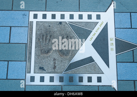 Andy Lau's star on the Avenue of Stars in Kowloon, Hong Kong. Stock Photo