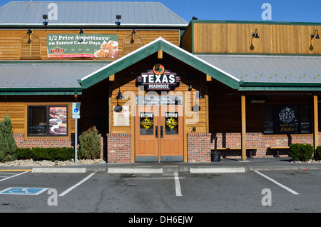 Exterior entrance to a Texas Roadhouse Steakhouse restaurant Massachusetts, USA. Stock Photo