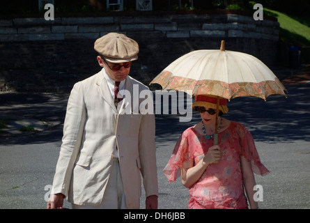 jazz age lawn party participants on Governors island Stock Photo