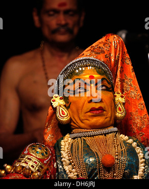 A Kathakali dancer's expression Stock Photo