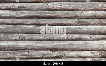 Wooden wall of rural house made of logs. Horizontal photo background texture Stock Photo