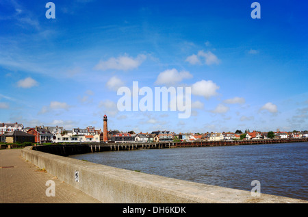 A view of the quayside from the South Pier at Gorleston-on-Sea, Norfolk, England, United Kingdom. Stock Photo