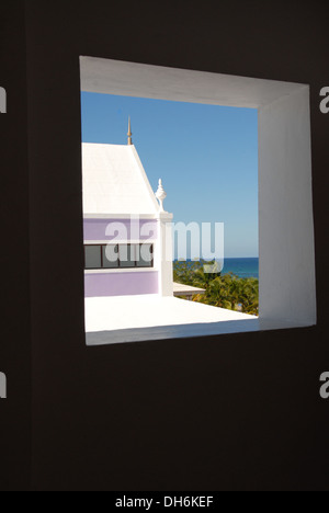 A view through a window in Ocha Rios, Jamaica Stock Photo