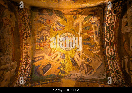 Mosaic Depicting Blessing of Virgin Mary, Interior of Church of St Saviour, Chora, Istanbul, Turkey Stock Photo