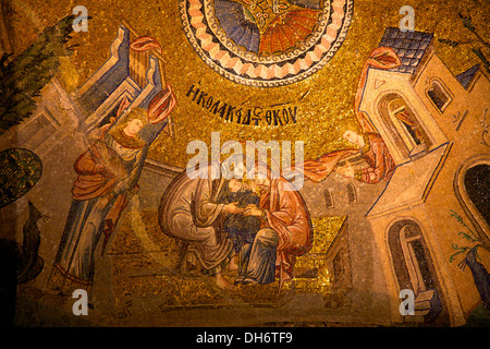 Mosaic Depicting Blessing of Virgin Mary, Interior of Church of St Saviour, Chora, Istanbul, Turkey Stock Photo