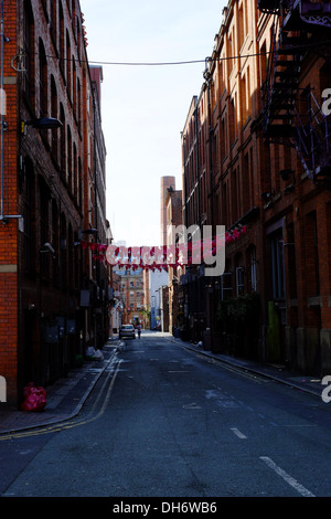 Old Red Brick Buildings converted to Offices, Restaurants and Apartments on Richmond Street Manchester City Centre. Stock Photo