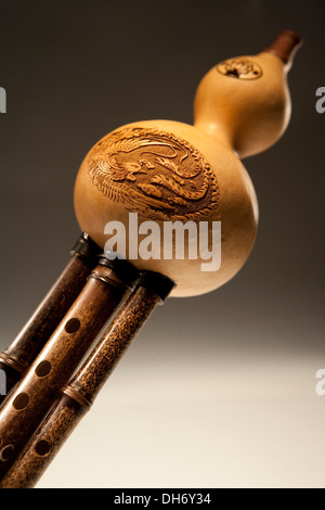 Cucurbit flute,Hulusi,musical instrument of the Chinese Dai ethnic group Stock Photo