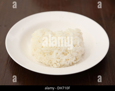 rice heart shape on whiteplate Stock Photo