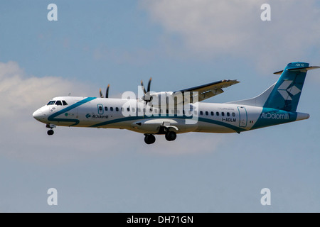 Air Dolomiti plane landing De Havilland Canada Dash 8-300 at Prague Stock Photo