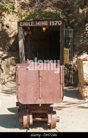 California, Julian, historic gold rush town dates from 1870, Eagle and High Peak Mine, oar cart Stock Photo