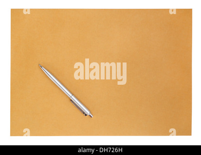 pen on the envelope on white background (with clipping path) Stock Photo