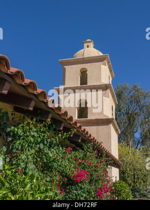 Bell tower of the Ojai Valley Museum which was the original church building that makes up the museum. Stock Photo