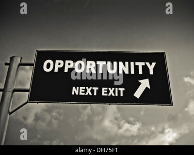 A Notice Board On A National Highway Showing Opportunity Next Exit, Concept Stock Photo
