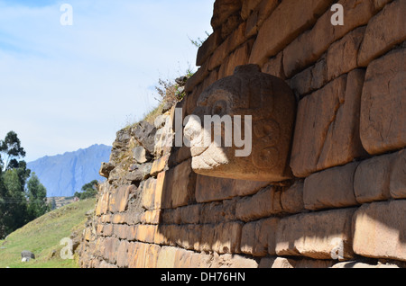 Tenon Head at Chavin de Huantar, Ancash province, Peru Stock Photo