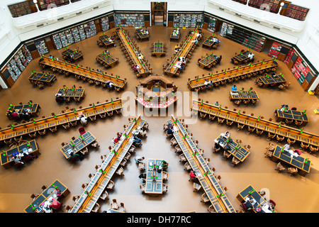 Looking down on the La Trobe Reading Room in the State Library of Victoria. Stock Photo