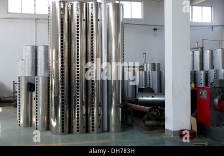 Tanks of vacuum tube solar water heaters Stock Photo
