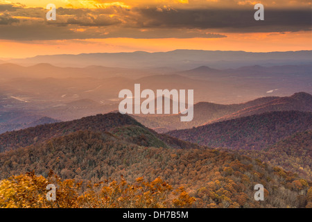 Blue Ridge Mountains at dusk in north Georgia, USA. Stock Photo