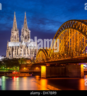 Cologne, Germany aerial view over the Rhine River. Stock Photo