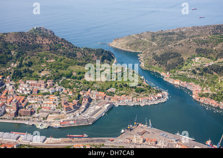 Aerial view of Pasaia harbor, Basque Country Stock Photo