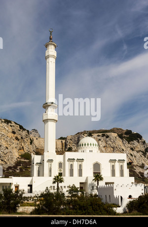 EUROPA POINT GIBRALTAR AND THE MOSQUE OF THE TWO HOLY CUSTODIANS WITH TALL MINARET Stock Photo