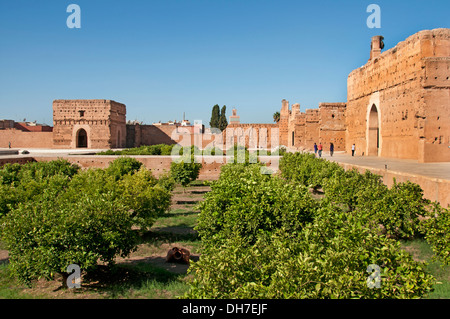 Marrakesh Morocco El Badi Palace commissioned by the Saadian Sultan Ahmad al Mansur in 1578 Stock Photo