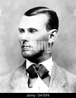 Jesse James, Jesse Woodson James (1847-1882) taken c. 1882. Notorious American outlaw, train and bank robber. Stock Photo