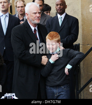 Malcolm McDowell with his son Beckett Hollywood Walk of Fame honors Malcolm McDowell on Hollywood Boulevard Los Angeles Stock Photo