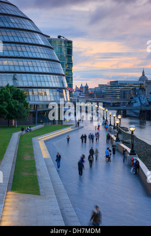 City Hall along South Bank London England Stock Photo