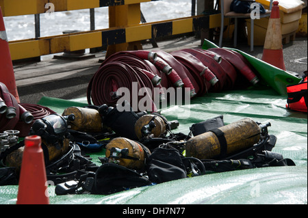 Fire Equipment Dump on Salvage Sheet Hose BA Stock Photo