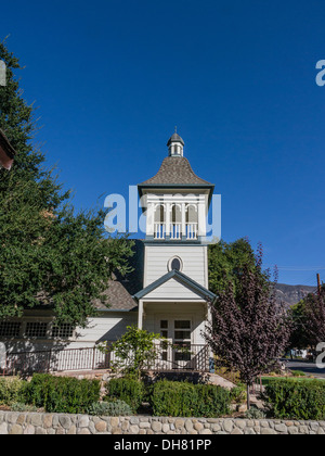 Detail of belfry of the first church in Ojai, California. Originally built by a Presbyterian congregation. Stock Photo